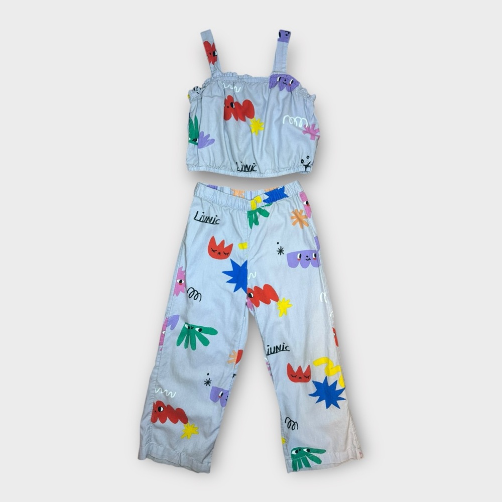 H&M Colorful Face Pattern Top & Bottom Matching Set